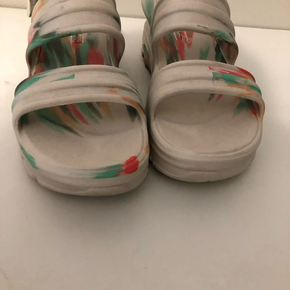Hunter Bloom Algae Foam Slide Sandals White Marbled Tie Dye Women’s US 10 UK 8